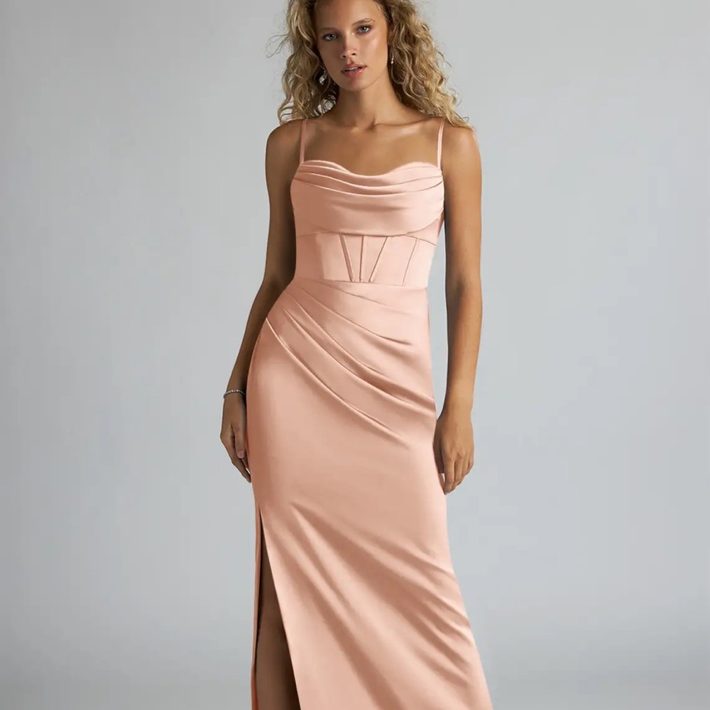 Azazie Strapless Peach Gown